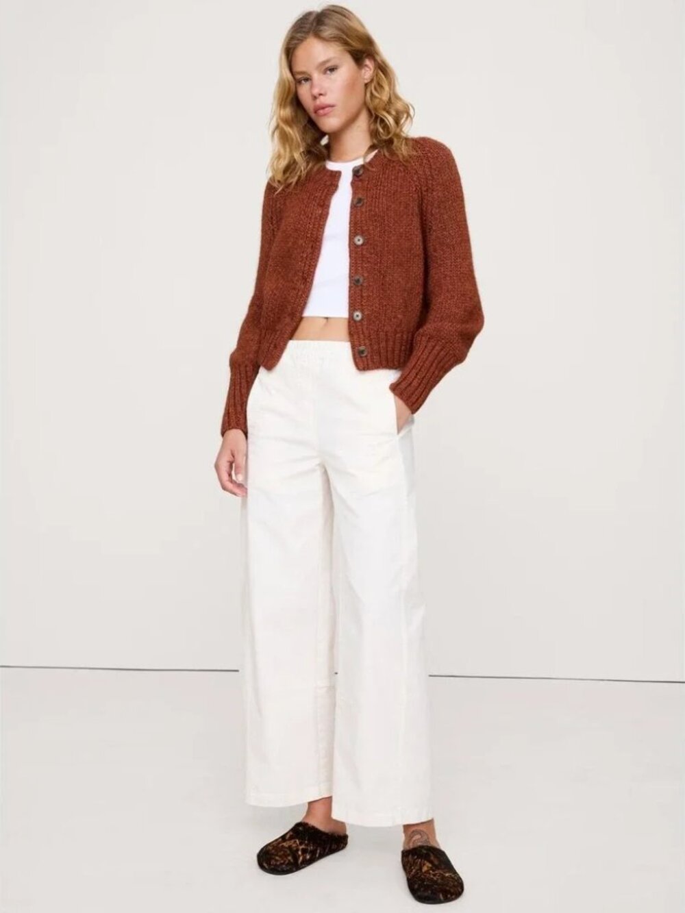 NEW Banana Republic Cotton Alpaca Merino Raglan Cardigan M Red Paprika